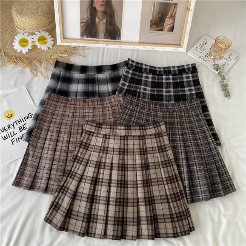 Robe plissée à carreaux pour femmes, jupe trapèze, jupe courte à carreaux, vintage, streetwear, doux, Kawaii, Harajuku, funky, sexy, Y2k