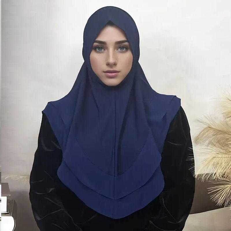 Hijabs pour femmes écharpe Hijab instantanée Shaw Khimar 2 couches court dentelle Turban modeste prière musulmane Hijab arabe Jilbab Femme Musulman