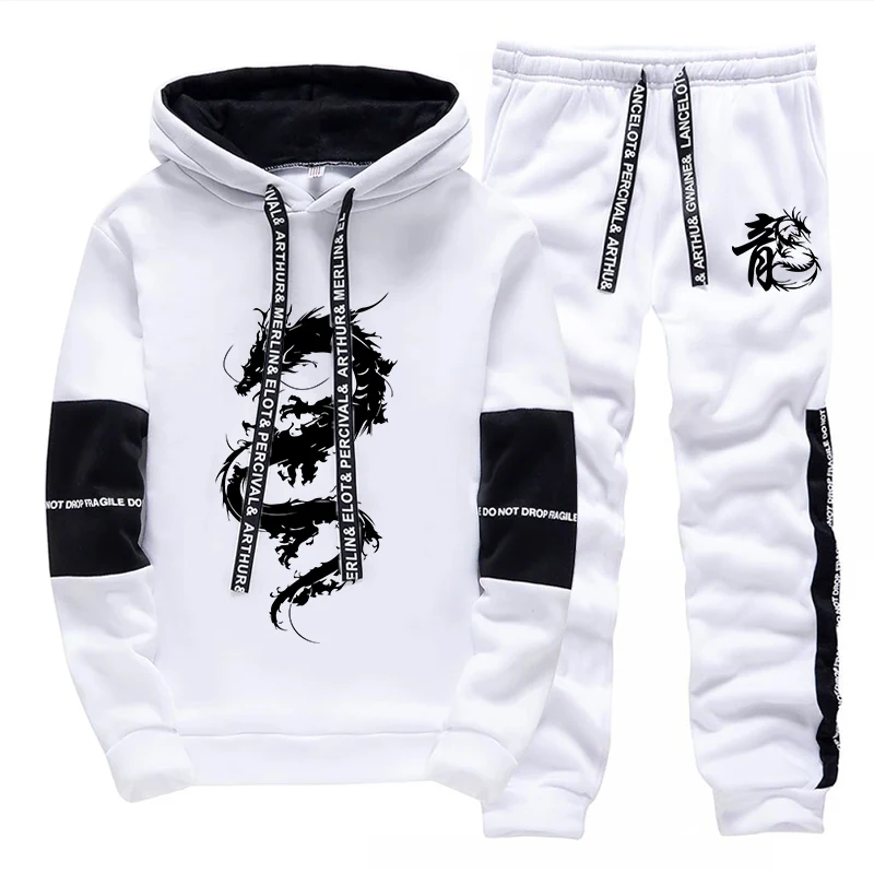 Automne hiver hommes survêtement imprimer sweats décontractés Streetwear Sports de plein air Jogging hommes vêtements une pièce à capuche pantalon