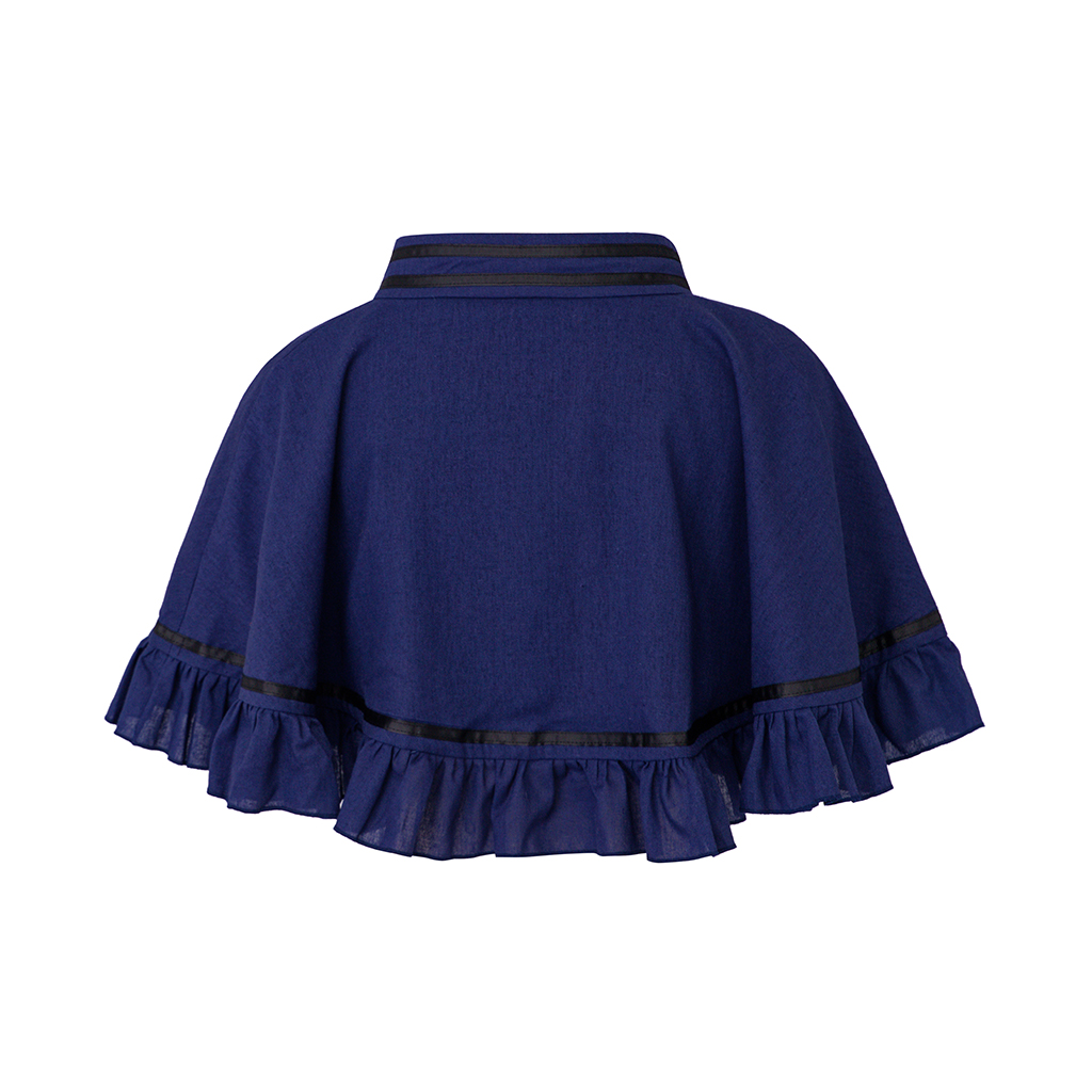Cape victorienne bleue pour femme, ourlet à volants, court Everak, robe médiévale victorienne, châle, théâtral Cos, cape, événement, tenue historique LARP