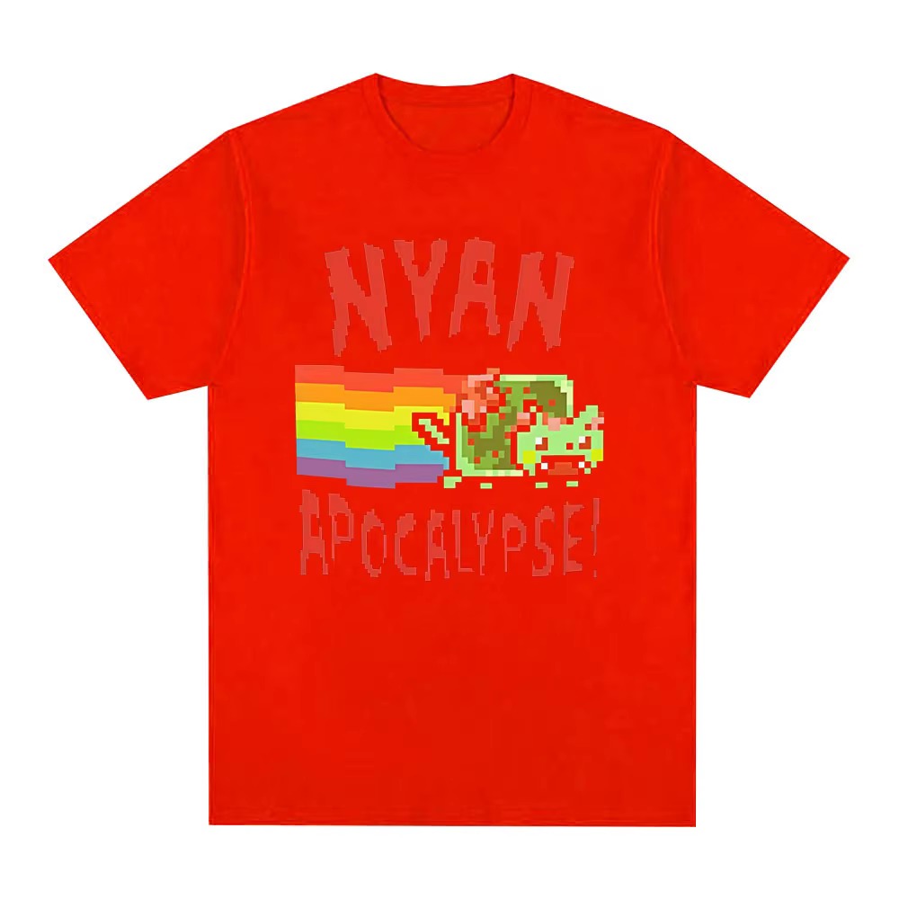 T-shirt Nyan Rainbow Cat Funny Meme pour hommes et femmes, vêtements décontractés à la mode, Kawaii Harajuku, T-shirts à manches courtes, Streetwear