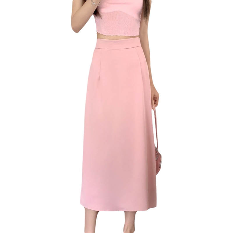 Jupe midi taille haute évasée pour femmes grandes tailles, style tailleur élégant, mi-longue, tendance et polyvalente, en mélange de coton