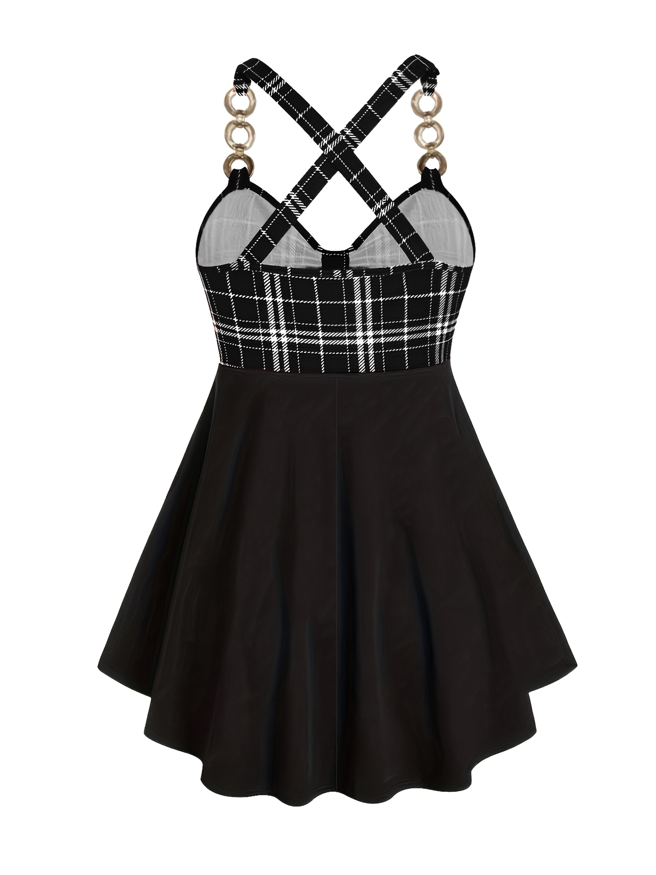 Robe à carreaux vintage pour femmes grandes tailles, robe décontractée