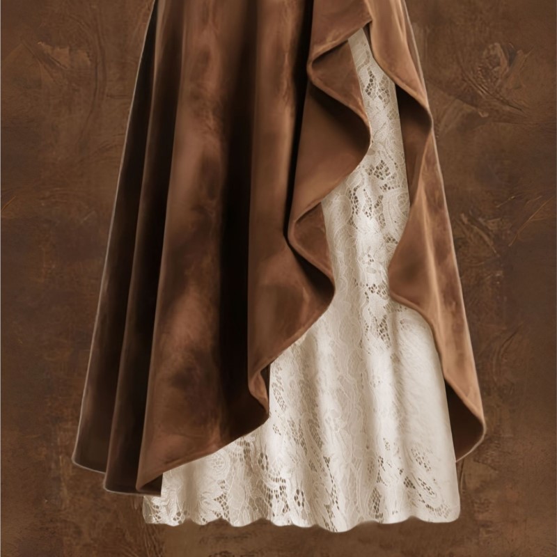 Jupe ample en dentelle style bohème pour femme, taille haute, patchwork, décontractée, vintage, pour les vacances, vêtements féminins Y2k, nouvelle collection été