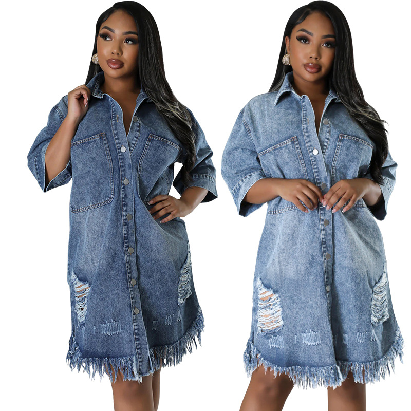 Robe en jean pour femmes, robes mi-longues, Vestidos Y2k, streetwear, col rabattu, élégante, robe de soirée décontractée, travail, printemps 2026