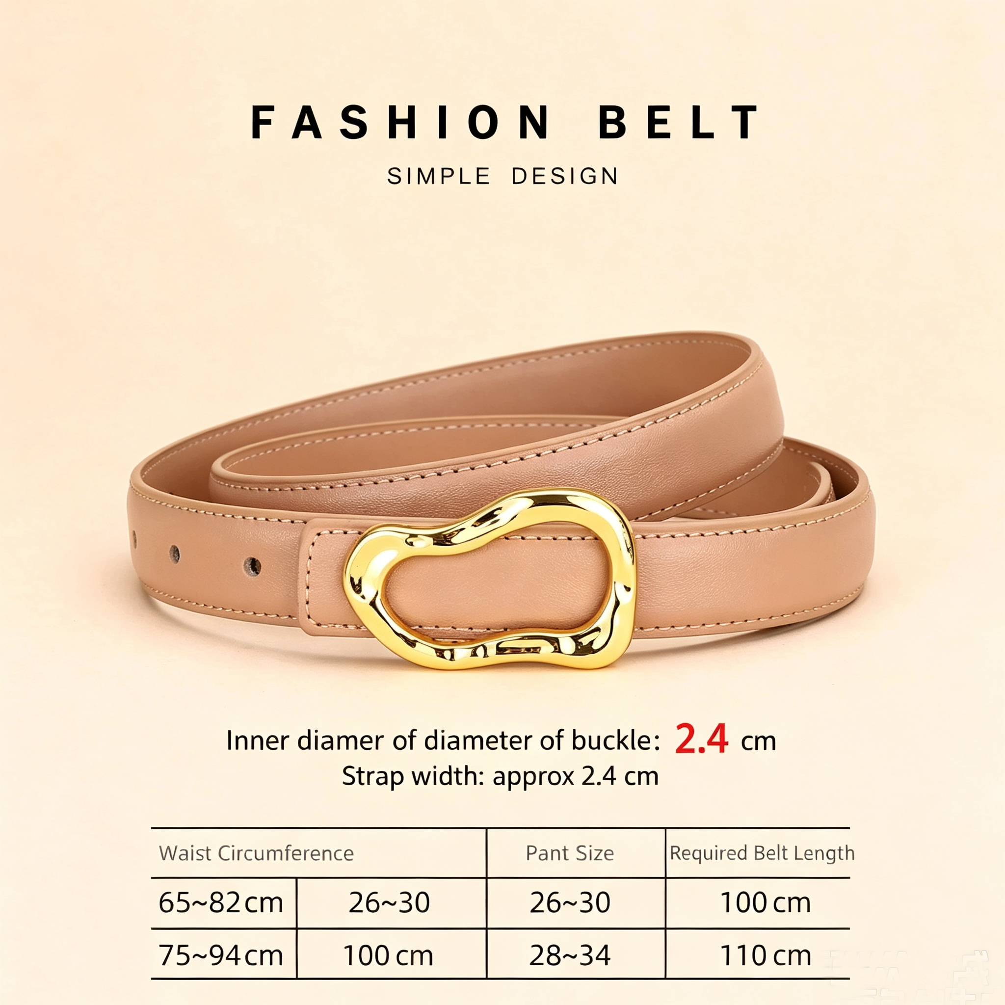 Ceinture en cuir véritable pour femme ; Accessoire de mode polyvalent pour pantalons ; Ceinture pour femme au look haut de gamme pour jeans