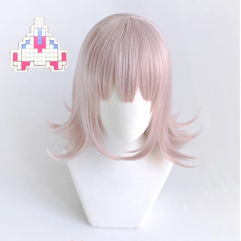 Super DanganRonpa Dangan Ronpa perruques Chiaki Nanami perruque de Cosplay synthétique rose court résistant à la chaleur + bonnet de perruque + épingle à cheveux