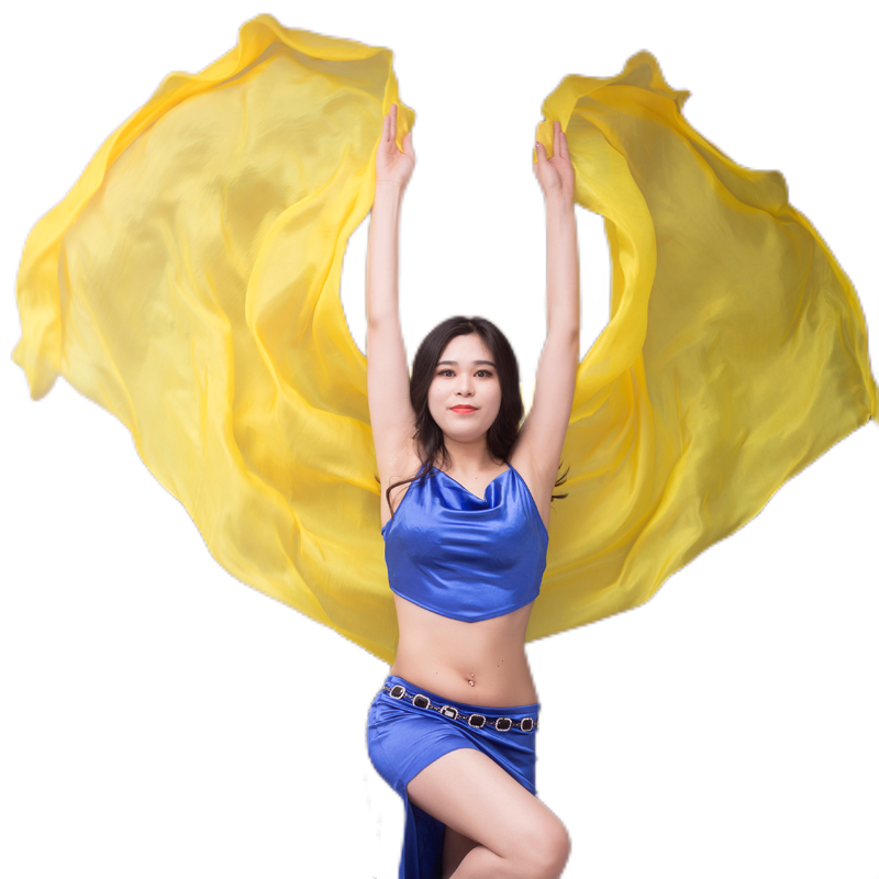 Voile de soie pour danse du ventre, teinture à la main, fluide, accessoire de Costume de danse du ventre, spectacle de danseuse, Performance professionnelle, couleurs unies, 100%