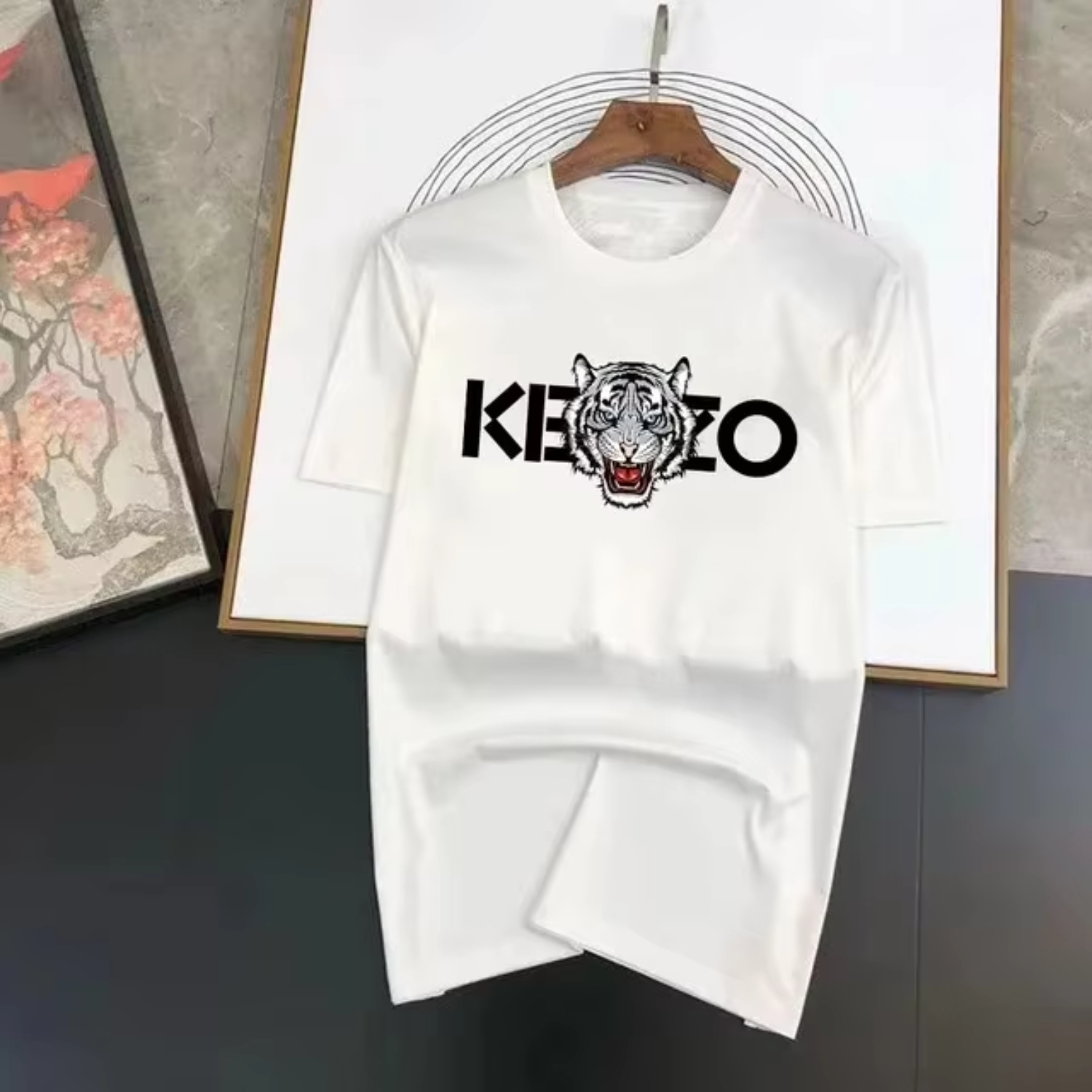 T-shirt graphique tête de tigre pour homme, style streetwear, en coton, imprimé lettres inspiré du luxe, haut décontracté tendance, style Ins, streetwear, été