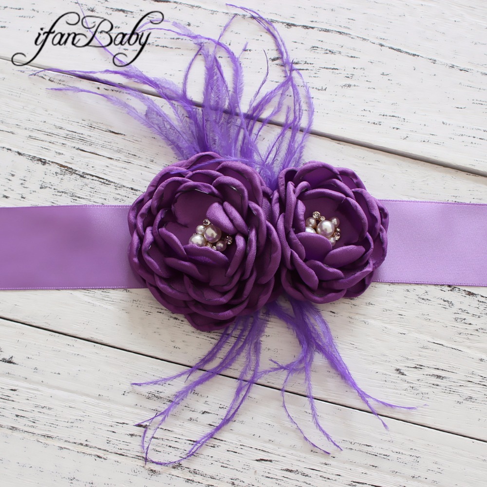 Ceinture à fleurs brûlées, ceinture à ceinture pour femme et fille, ceinture à plumes de mariage