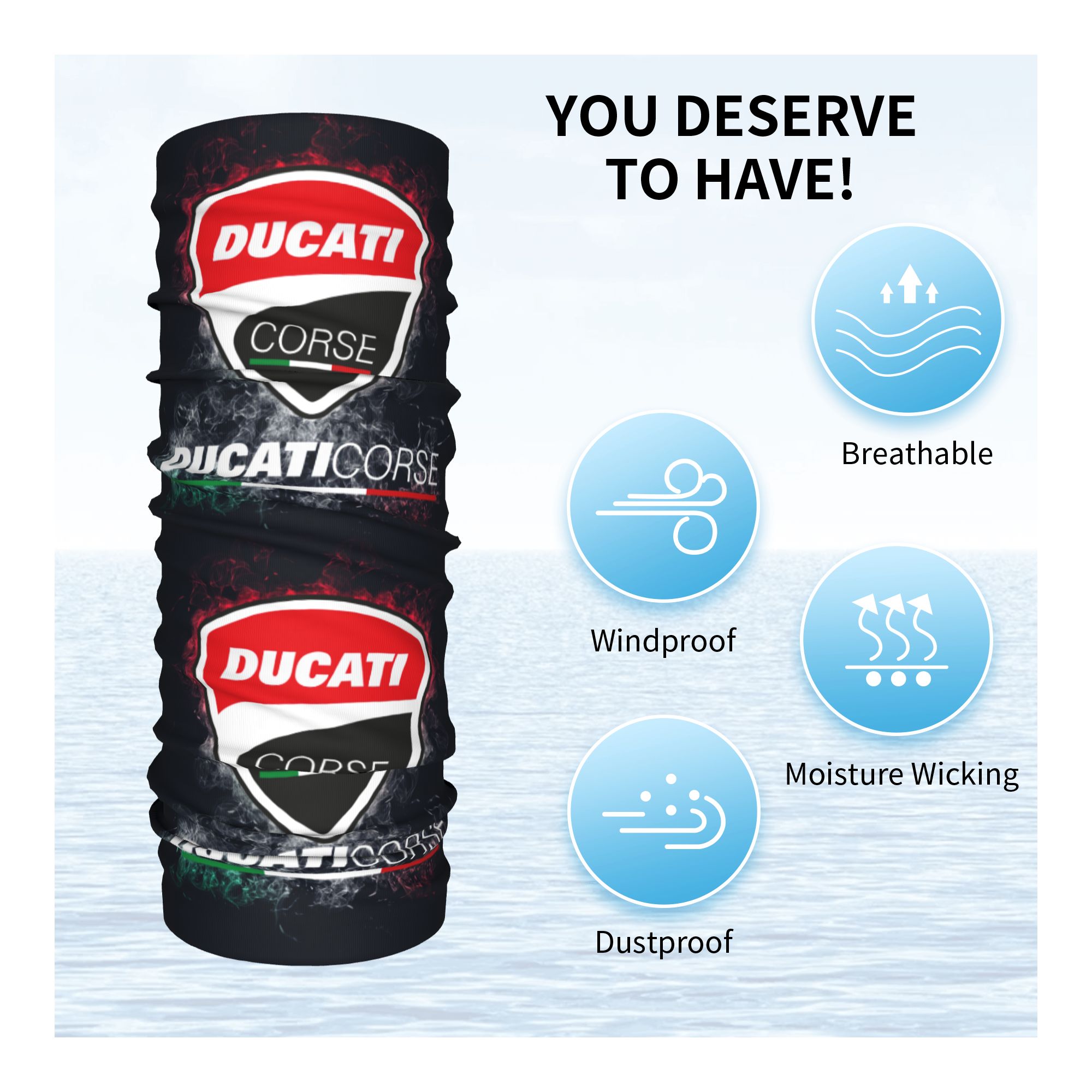 Cache-cou Bandana Moto Ducati Personnalisé Coupe-Vent Cache-Visage Homme Femme Course Sport Cagoule Tube Cache-Cou