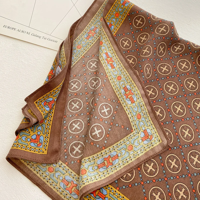 Foulard Carré en Velours Imprimé pour Femme, Design de Luxe, Doux, Tête, Hijab, Cravates, Bureau, Sauna, Cadeau