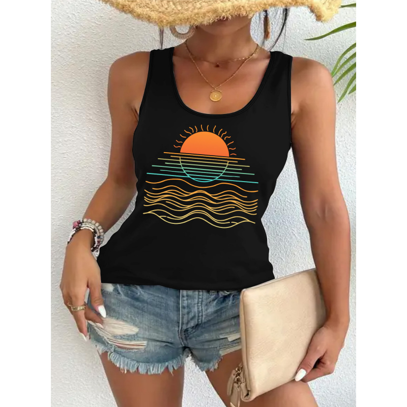 Débardeur d'été cool pour femme avec imprimé marin, idéal pour la plage et le sport, très confortable