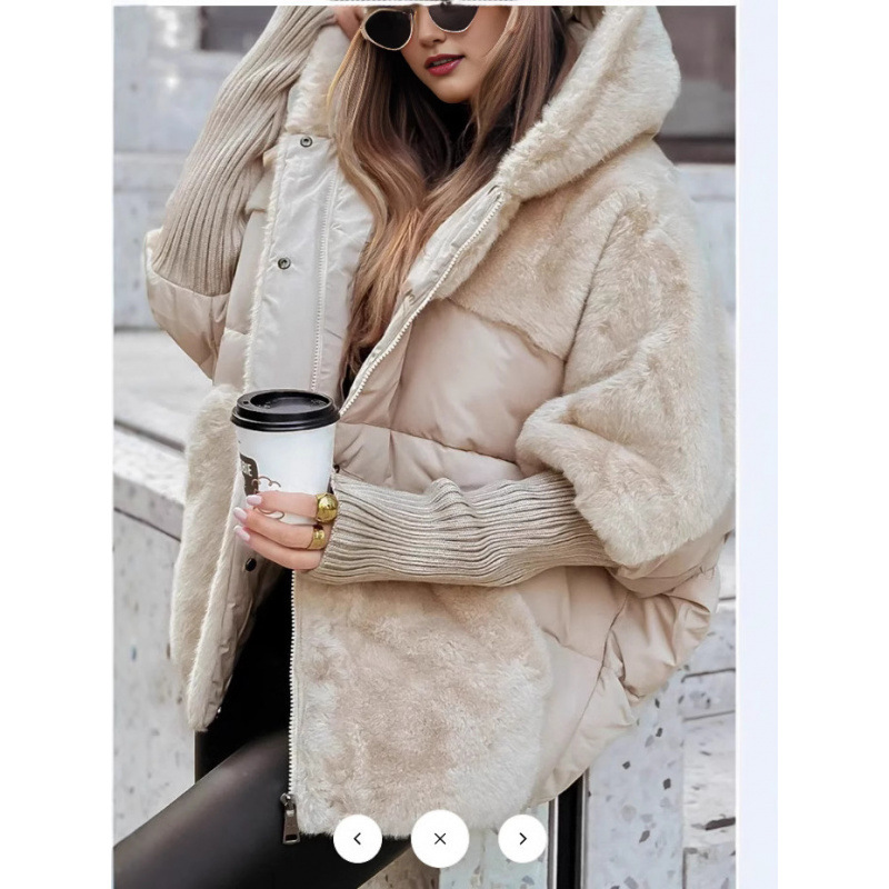 Manteau chaud à capuche en Patchwork pour femme, veste rembourrée d'automne, vêtements d'extérieur surdimensionnés en hiver