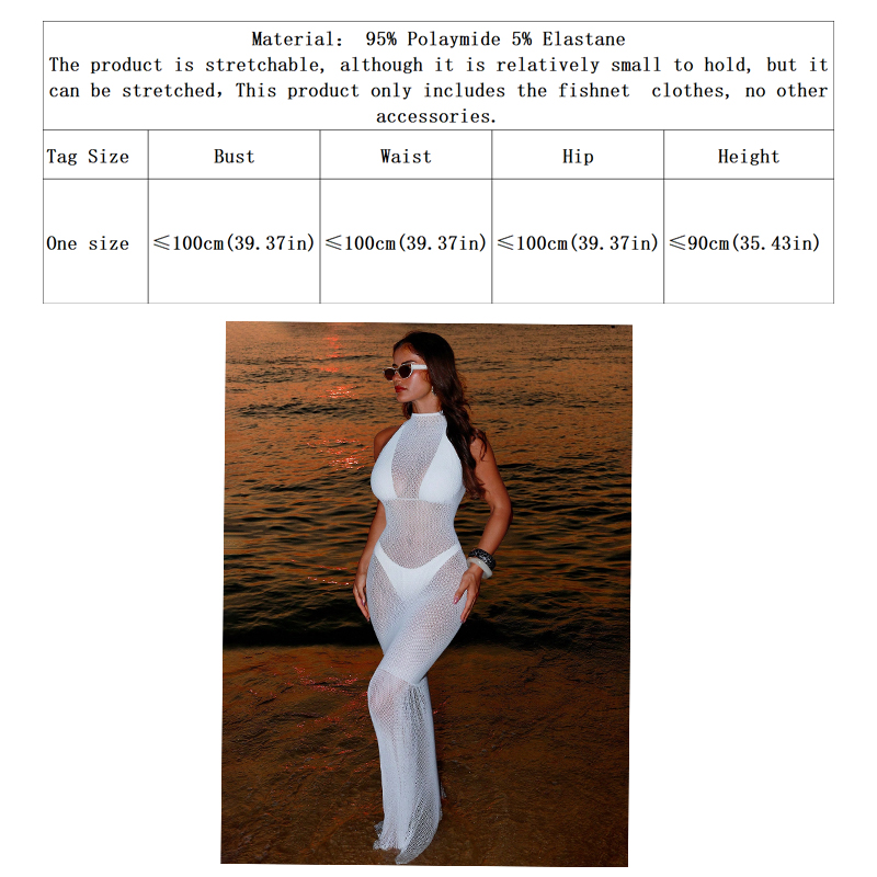 Robe moulante d'été pour femme, cache-maillot de plage ajouré, tenue de plage sans sous-vêtements, maillot de bain en résille transparente pour festival de musique