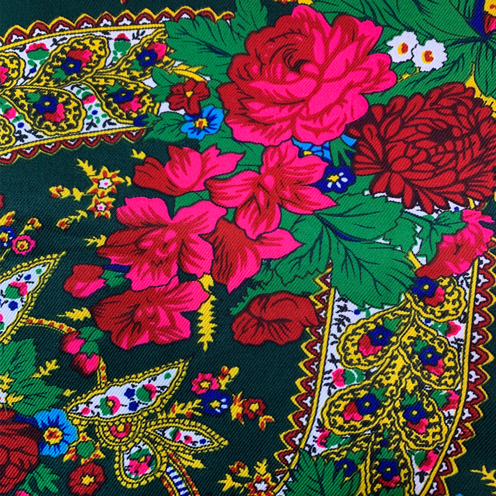 Écharpe carrée nationale russe pour femme, foulards ethniques College floraux rétro, châle bandeau, mouchoir en coton sergé, 120x120cm