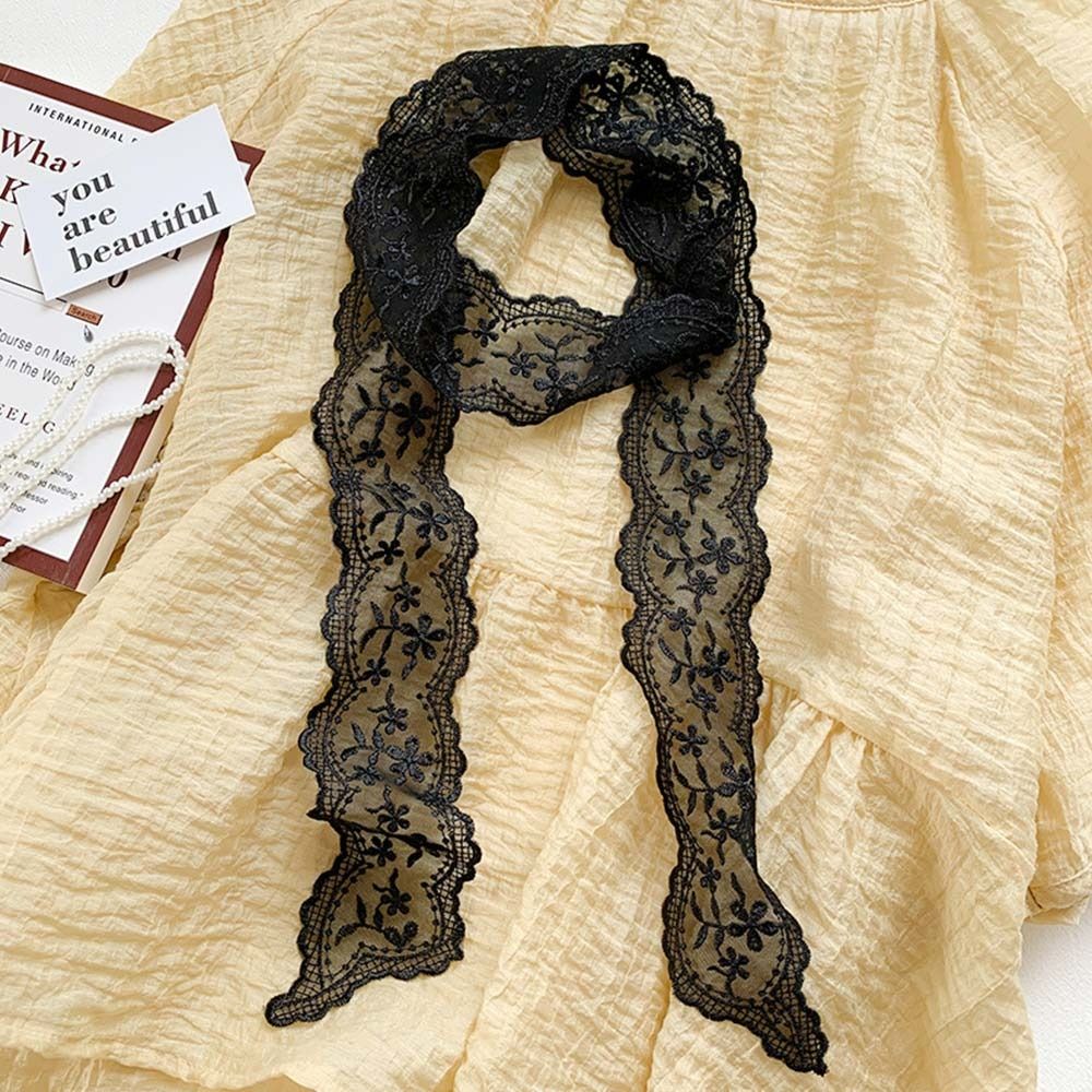 Écharpe d'été douce en dentelle, bandeau floral ajouré, ruban coréen doux pour cheveux pour femme