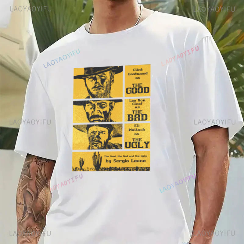 Mode hommes vêtements le bon le mauvais et laid impression t-shirt pour homme Il Buono Brutto Cattivo hauts été banlieue t-shirts occasionnels