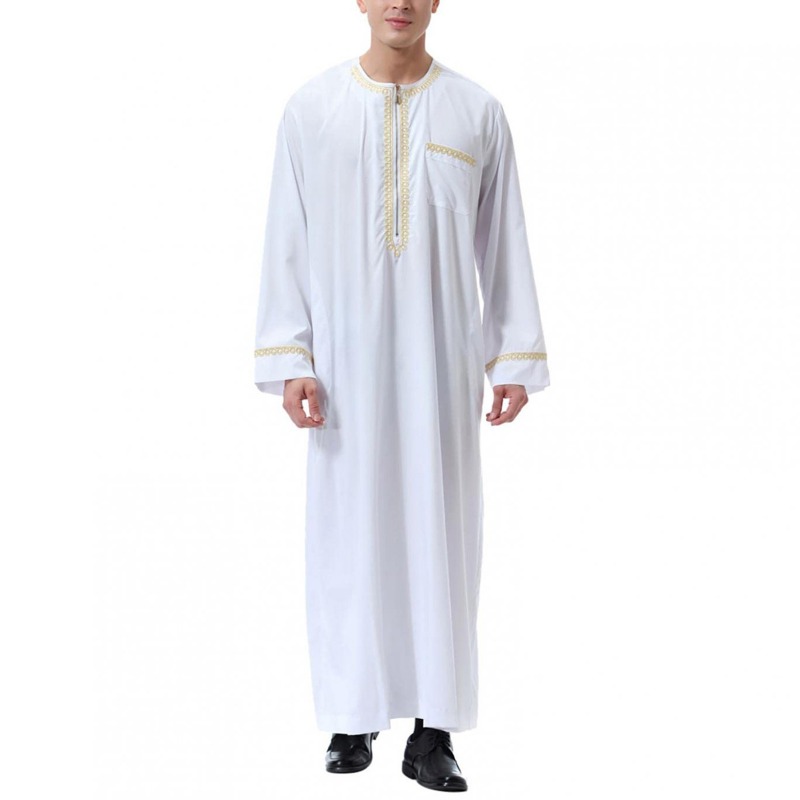 Nouvelle Robe Arabe Musulmane 2026 pour Hommes, Col Rond, Vêtement Islamique à Manches Longues, Confortable