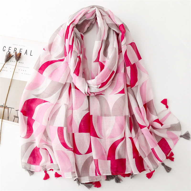 Châle en viscose à pampilles fines pour dames, étole ronde Pashmina, hijab musulman Bufandas, écharpe à pois floraux, belle mode, haute qualité, automne
