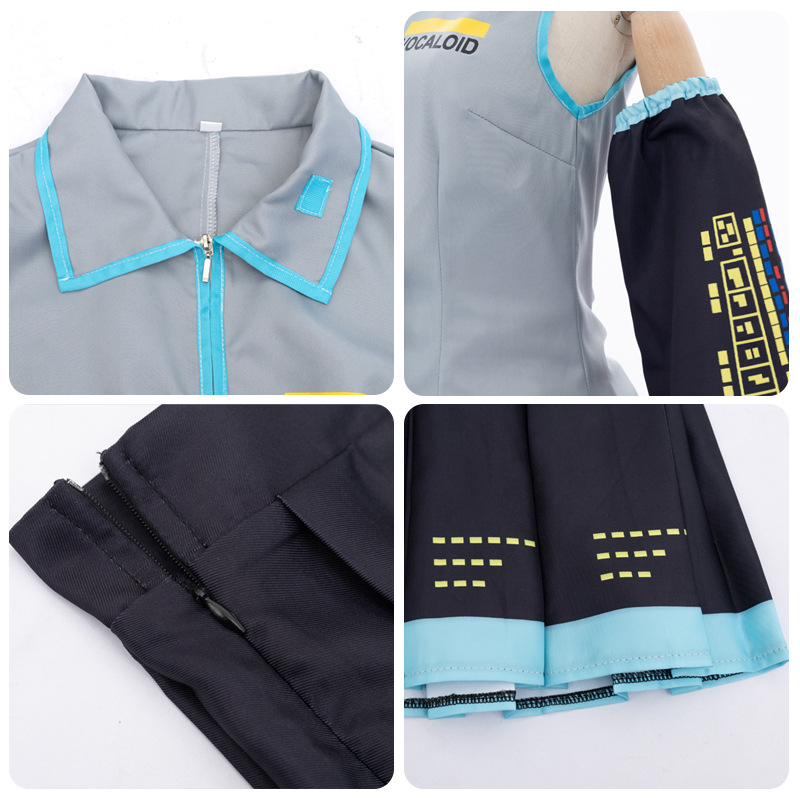 Tenue de performance pour personnage d'anime MIKU, vêtements d'anime, vêtements de cosplay, jupe JK, ensemble complet, accessoires de perruque, costume d'Halloween