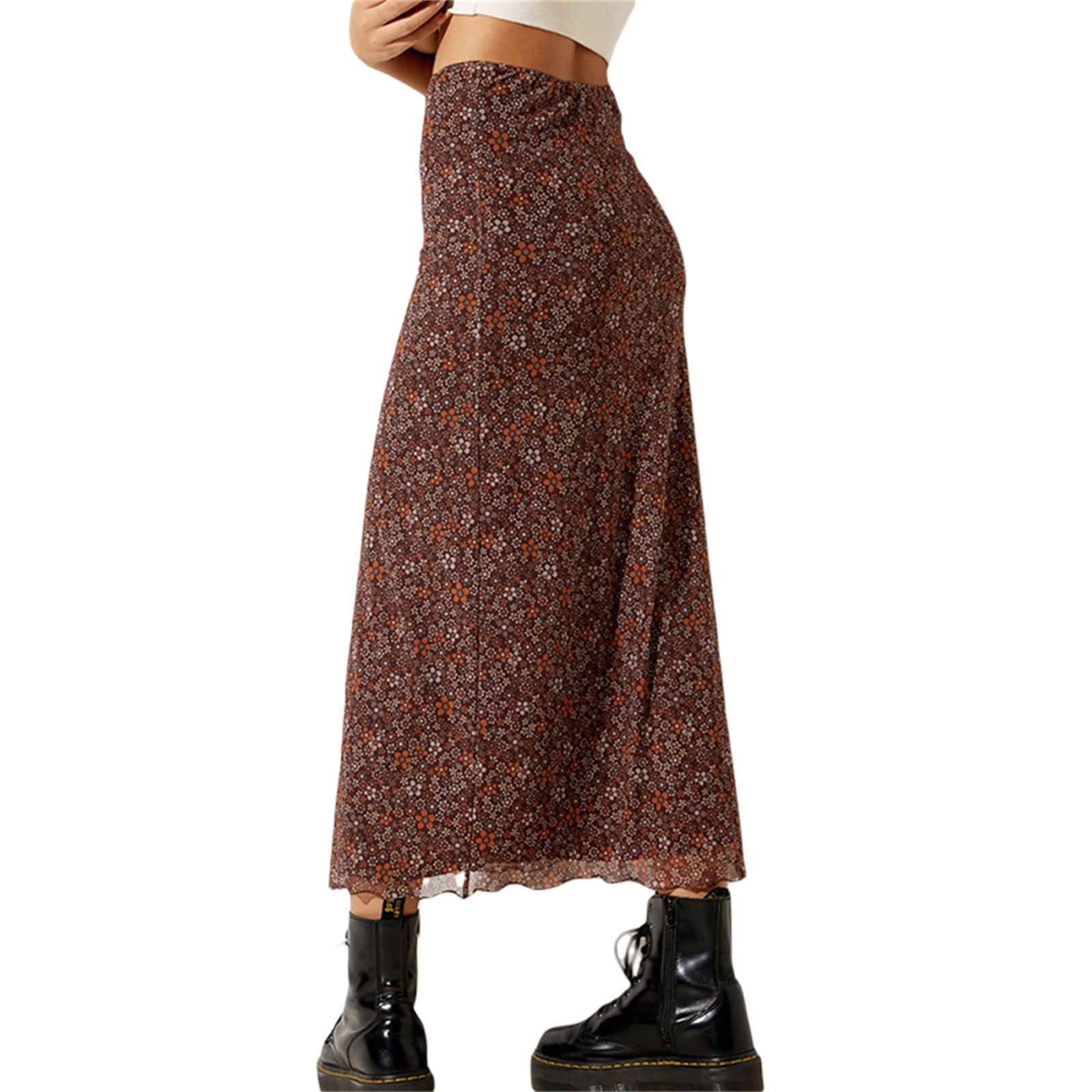 Jupes longues décontractées à imprimé floral pour femmes, taille haute, simples, élégantes, taille élastique, bas de style de rue