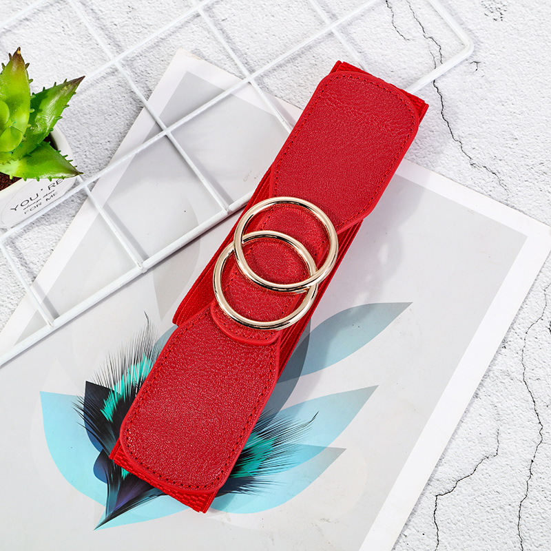 Nouvelle ceinture élastique large pour femmes, marque de haute qualité, or Shuang Huan Kou, ceinture pour femmes, chemise, pull, robe, sangle de décoration