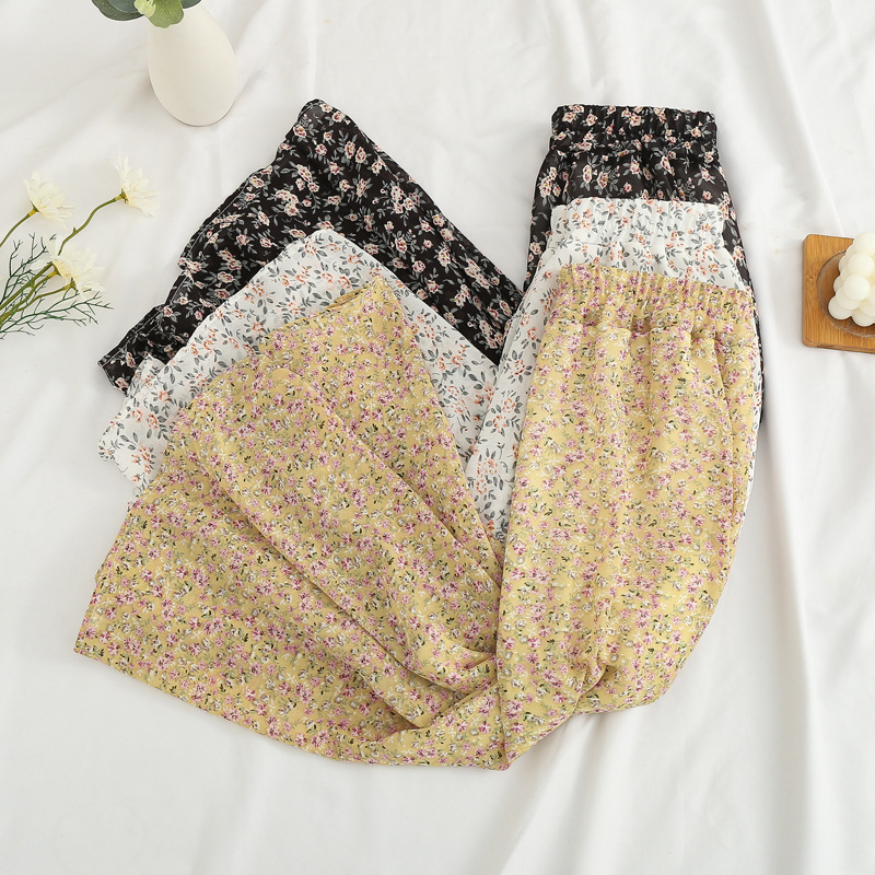Longue jupe plissée en mousseline de soie pour femme, style bohème élégant, imprimé floral, ligne A, coréen, Harajuku, chic, simple, midi, été