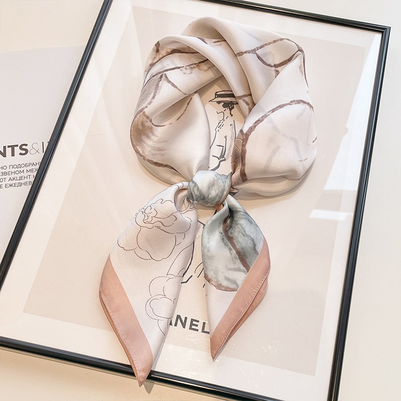 Foulard Carré Imprimé pour Femme, Fin, Protection Solaire, Cou, Bande de Sauna, Polyvalent, Cadeau de ix, Nouvelle Mode, Printemps Été