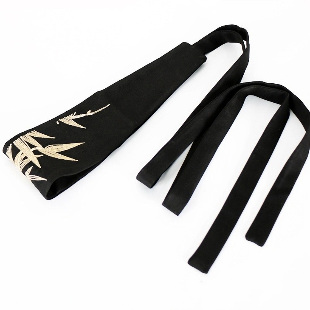 Bande de taille brodée de Style ethnique, large ceinture noire, décor de robe Hanfu