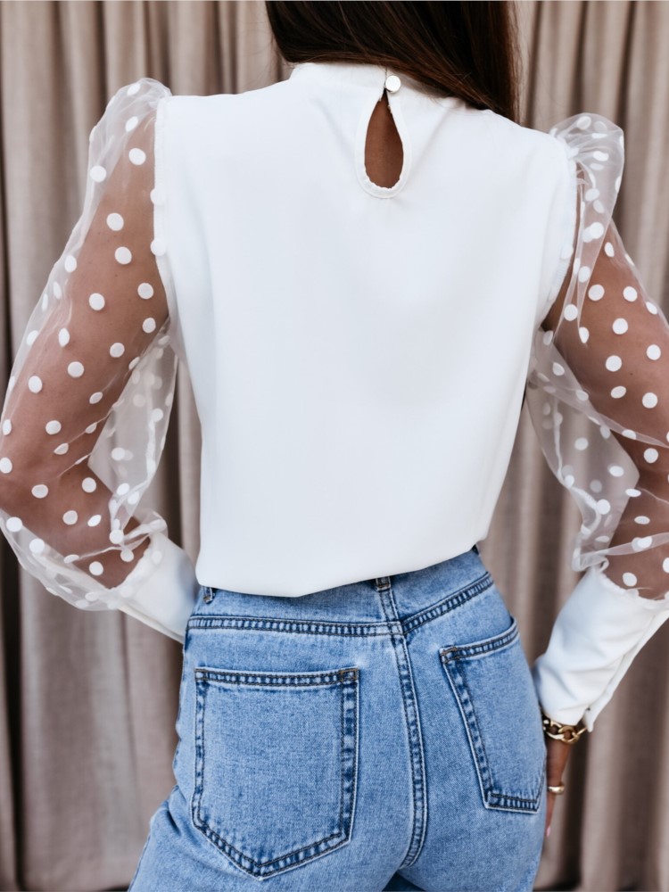 Chemisier bouffant à manches longues pour femmes, hauts amples chics, chemises élégantes, chemisiers en maille, dame de bureau, mode, été, 2025
