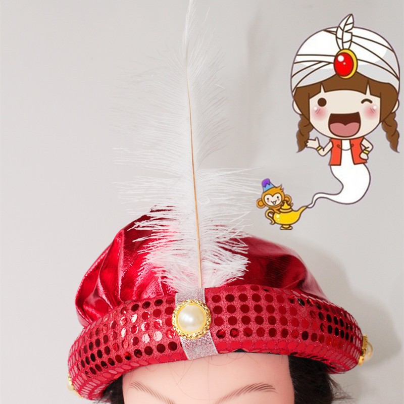 Turban plissé arabe pour hommes, coiffure enveloppante pour Halloween, chapeau de Prince arabe Aladdin doré, casquette de mascarade Cosplay, accessoire de déguisement