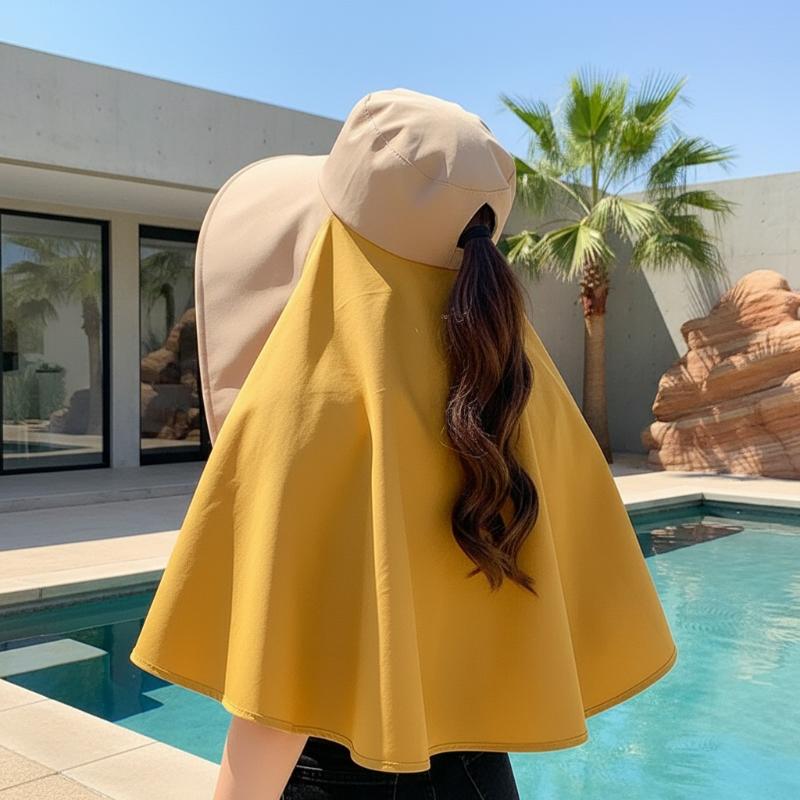 Chapeau de soleil à large bord UPF50+ pour femmes, visière UV intégrale pour les vacances d'été à la plage, les sports de plein air