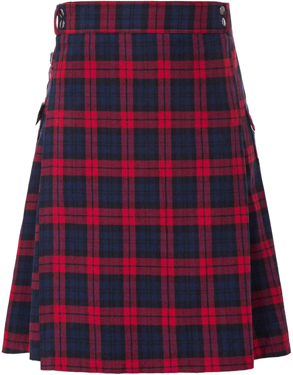Kilt traditionnel écossais pour homme, kilt plissé uni utilitaire des Highlands avec sangles à boucles et poches cargo, costumes de cosplay