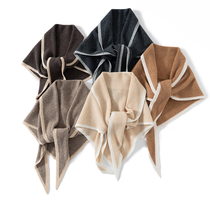 Châle en cachemire tricoté patchwork, écharpe en laine douce et chaude automne hiver 2025