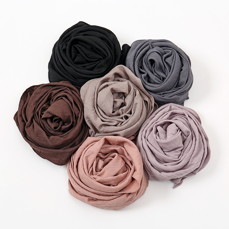 Foulard carré froissé solide pour femme musulmane, châle Hijab, bandeau à la mode, écharpe pour cheveux, Turban islamique, Bandana 90x90cm