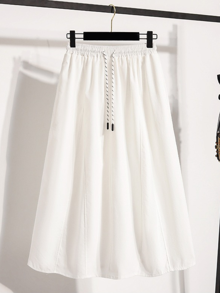 Style coréen décontracté polyvalent jupe longue grande taille jupes femmes 2026 printemps nouvelle mode haute taille élastique une ligne jupe