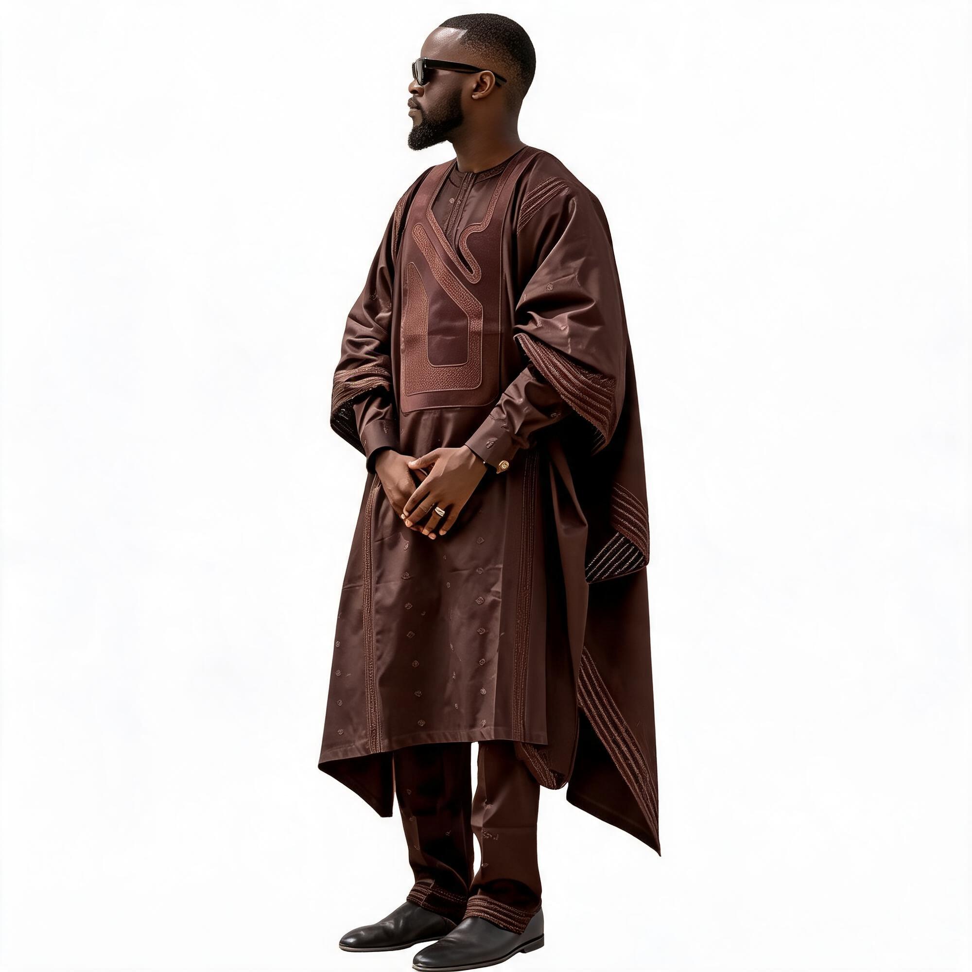 Vêtements africains pour homme, haut à manches longues avec broderie Bazin Riche