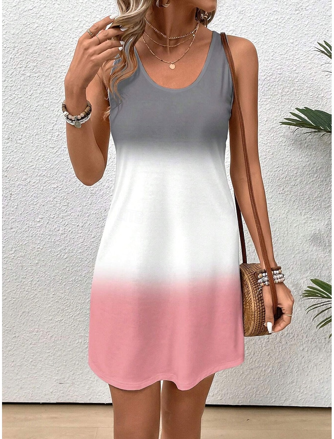 Robe sans manches à col en U pour femmes, décontractée, ample, imprimée en 3D, élégante, coupe trapèze, pour l'été, à porter au quotidien