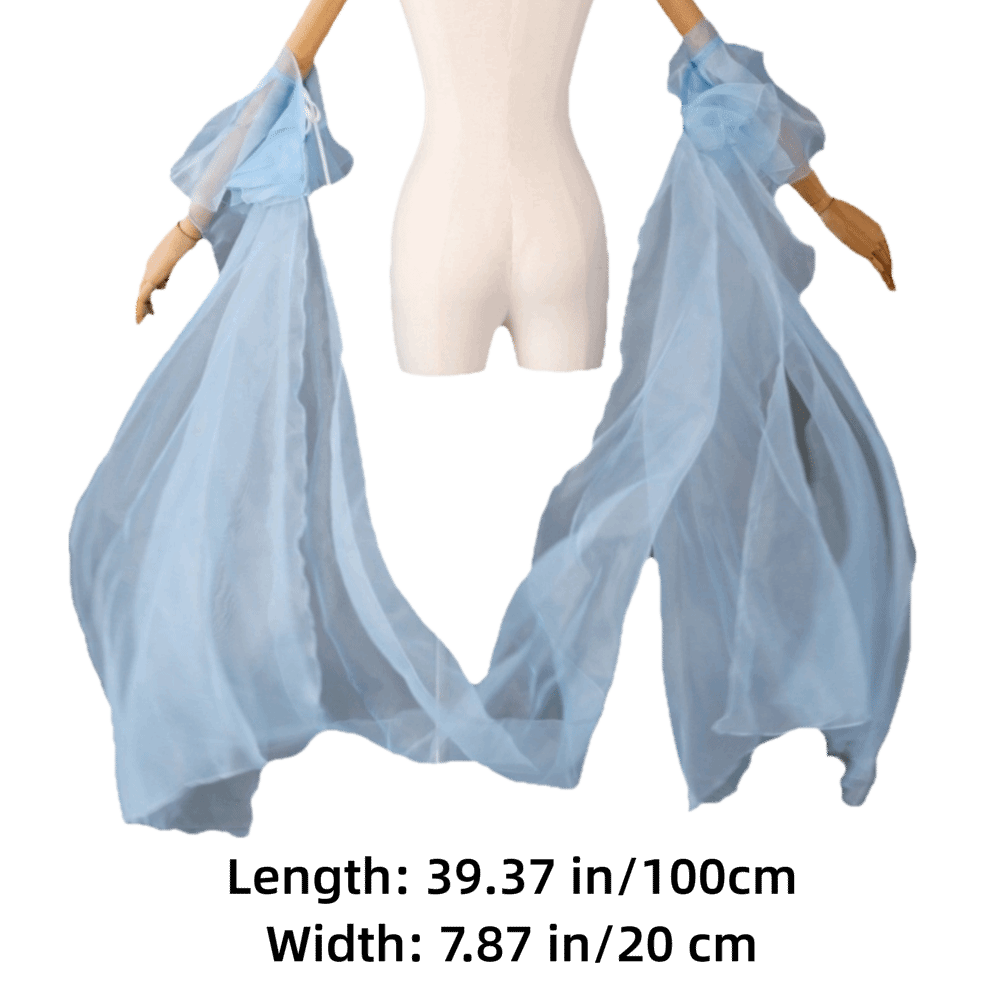 Élégantes manches chinoises Hanfu en organza avec lacets, manches de fée fluides en dentelle, châle pour femme, costume de danse
