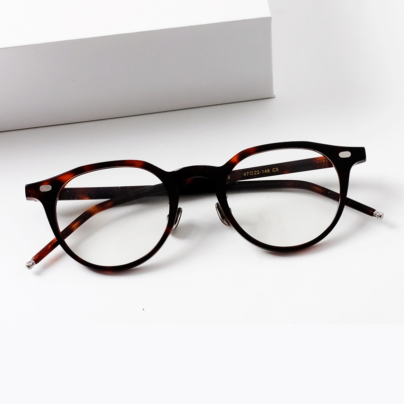 Lunettes rondes rétro classiques pour hommes et femmes, monture Vintage en acétate, japonaise, faite à la main, unisexe, à jante complète