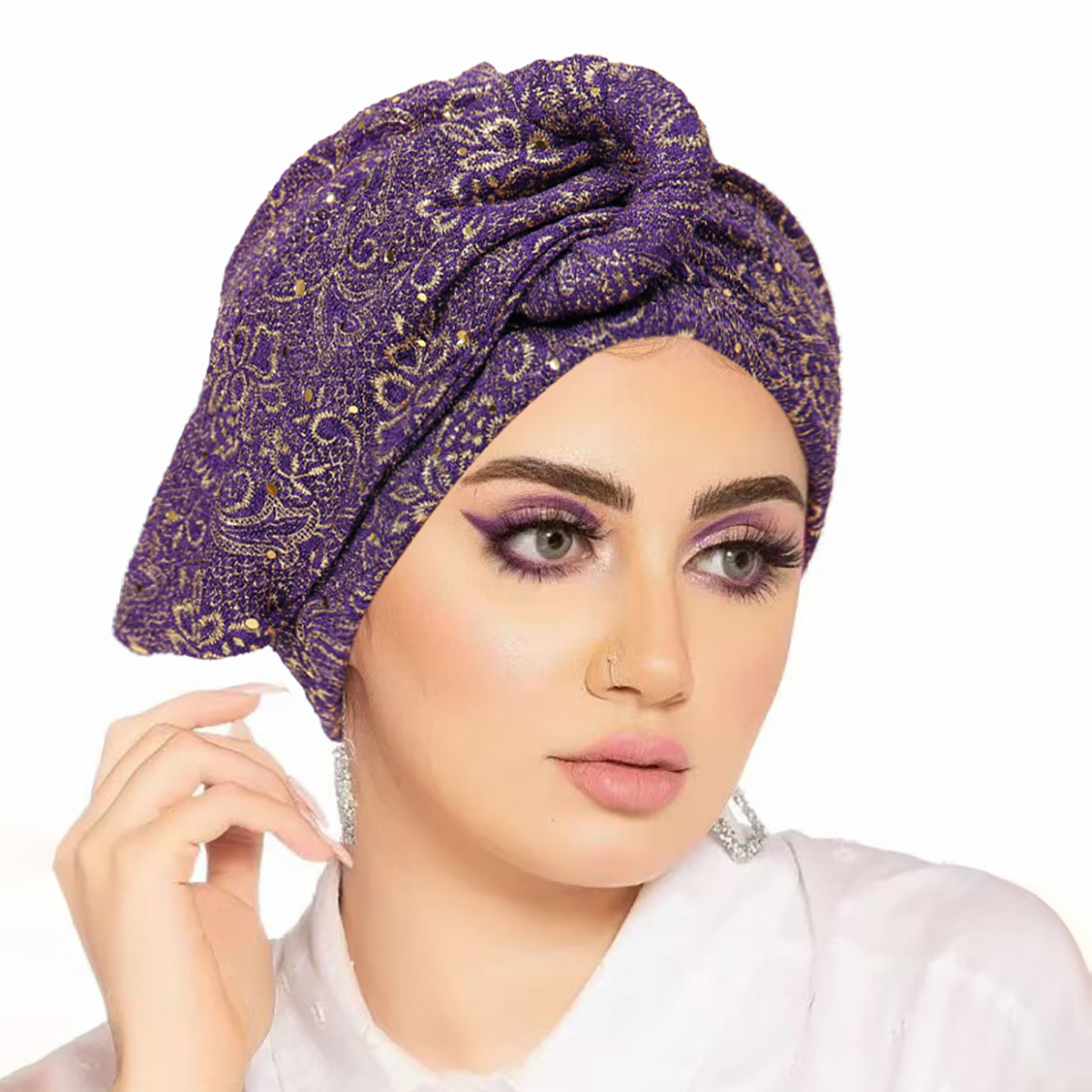 Nouveau Bonnet Hijab Plissé à Nœuds et Paillettes 2026 pour Femmes Musulmanes, Turban Chimio, Foulard pour Perte de Cheveux, Mode Indienne Femme
