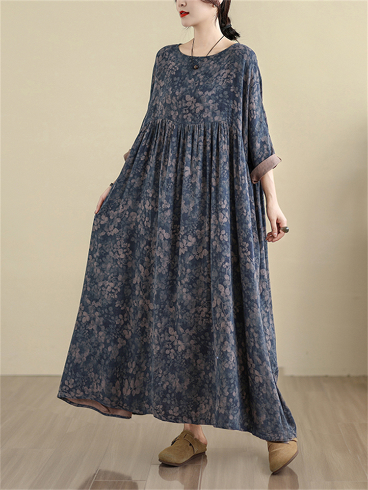 Robes Vintage en coton à manches longues pour femmes, imprimé Floral, toutes saisons, décontractées, amples, vêtements élégants, nouvelle collection