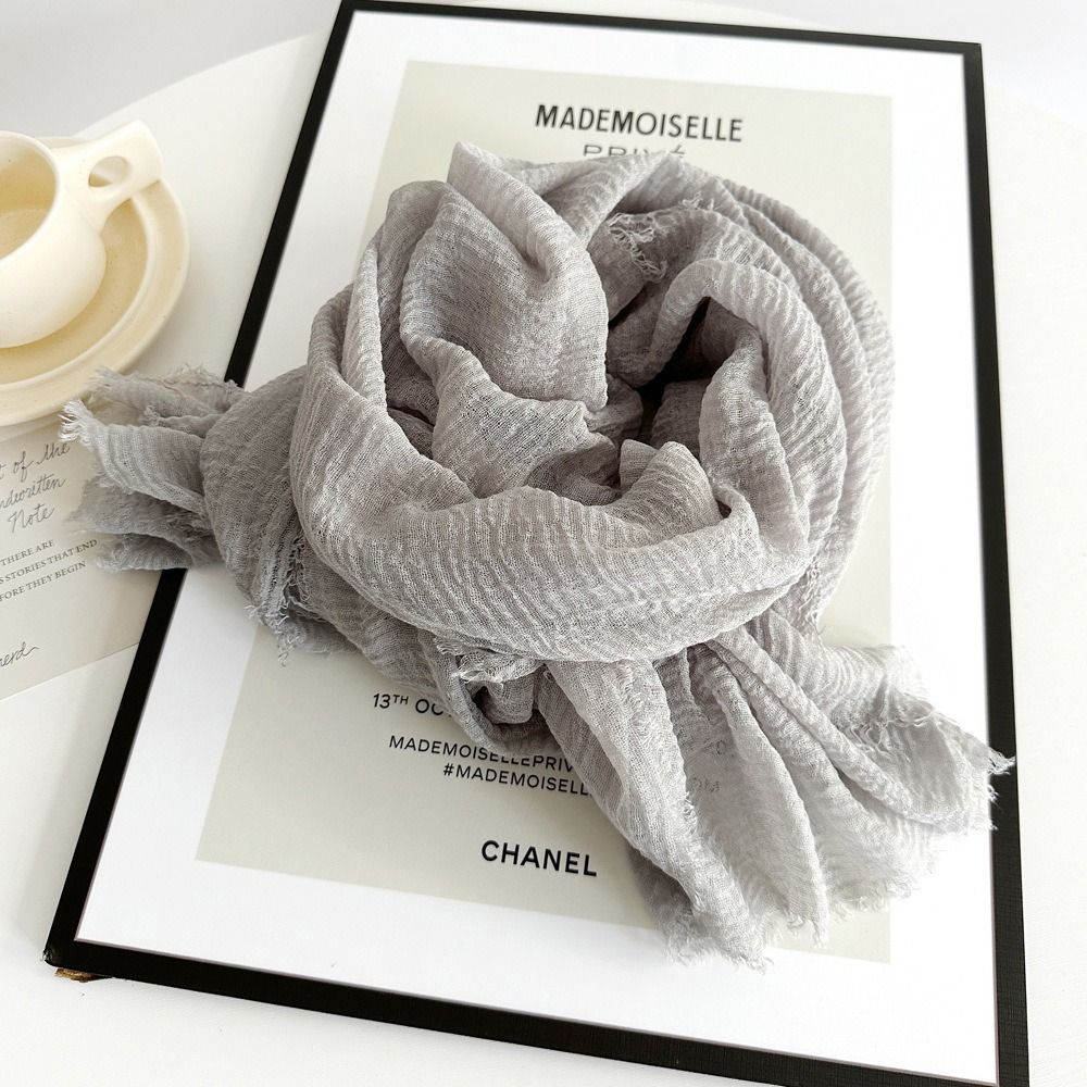 Nouveau hijab grande taille, foulard respirant, uni, froissé, couleur unie, bandana