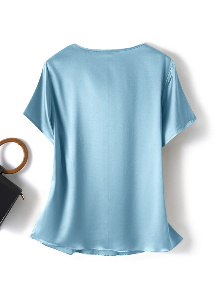Femmes Blouses d'été ZANZEA 2024 mode Satin hauts à manches courtes Blusas femme col rond décontracté vêtements de maison tunique Chemise surdimensionnée