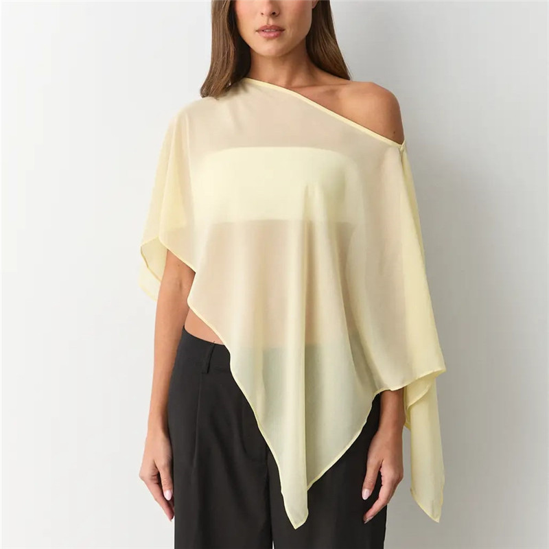 Capes et étoles en mousseline de soie pour femmes, pour robe de soirée, mariage, cape en maille transparente fluide, haut, vacances d'été, couvre-vêtements de plage