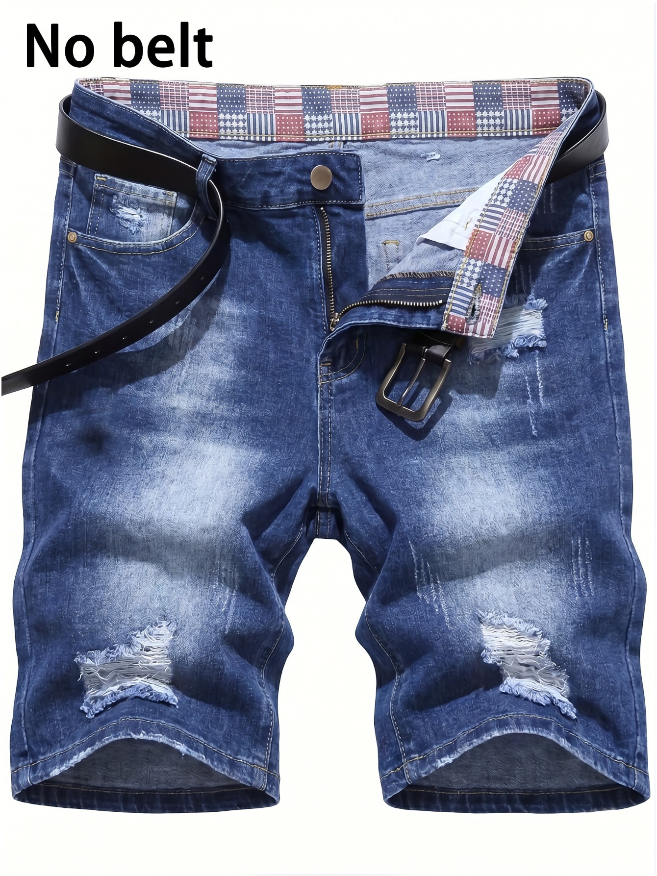 Shorts en jean déchirés pour hommes, bleu vintage délavé, tendance et rafraîchissant, longueur cinq pouces, pour le printemps et l'été