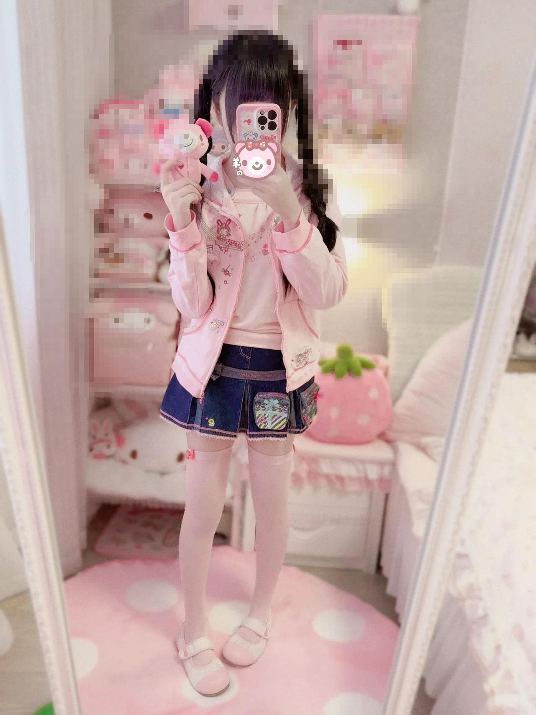 Sweat à capuche japonais Kawaii pour femmes, décontracté, rose, imprimé de dessin animé, manches longues, sous-culture, Harajuku, vêtements doux pour femmes
