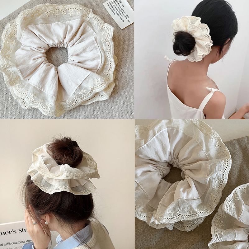 Grands chouchous en dentelle pour femmes, bandeau élastique pour queue de cheval, cerceau pour cheveux, chouchou en caoutchouc, accessoires pour cheveux, couvre-chef