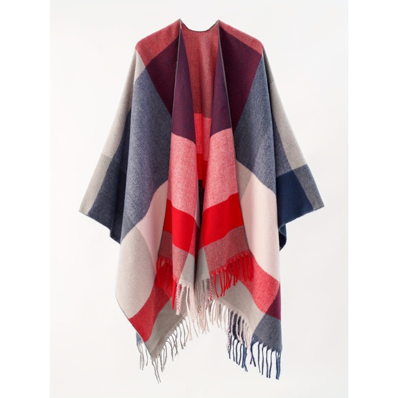 Cape châle résistante au froid pour femme, 1 pièce, grande taille, plaque ouverte, Style châle, veste pull, adaptée aux vêtements de soirée d'automne et d'hiver